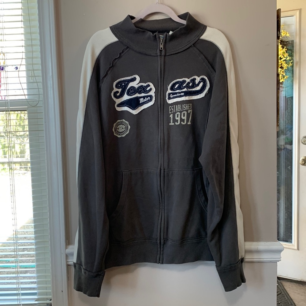 Blue 84 XXL Man’s Vintage Gray Texas Motor Speedway Zipped Jacket